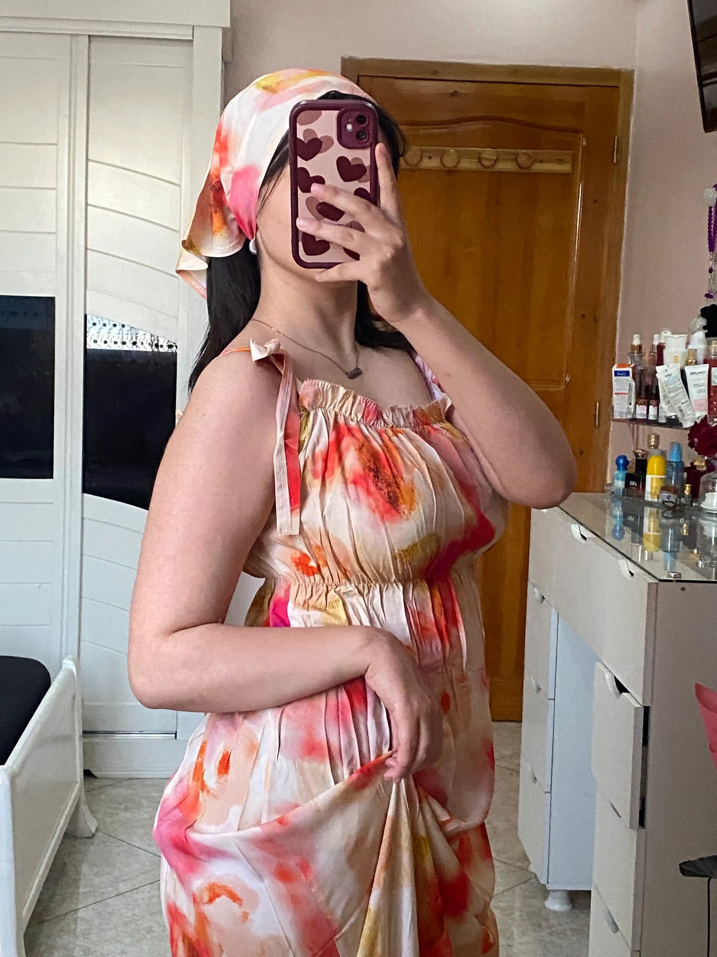 طقم فاطمة الصيفي 💫 (فستان + فولار)